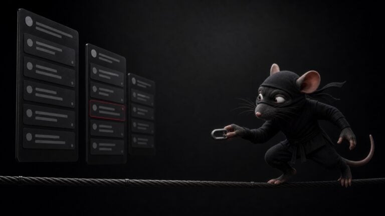 Rat ninja sélectionnant une discussion parmi plusieurs avant d’y placer un lien.